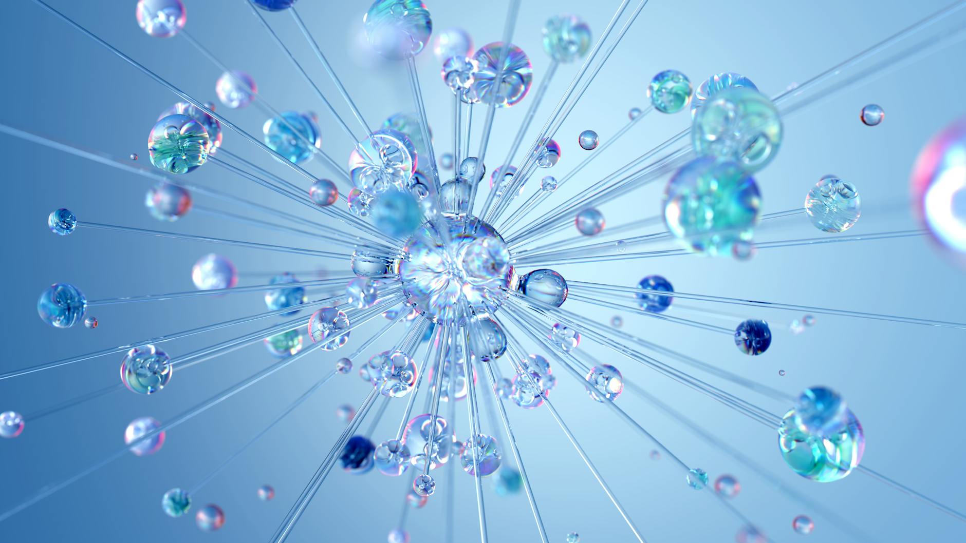 Abstract AI neural network visualization representing LLM web crawling and indexing