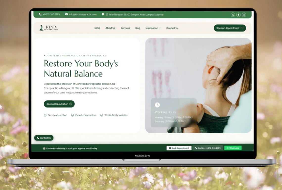 Kind Chiropractic website