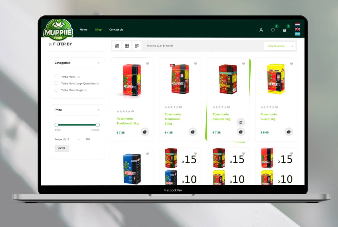 MuppieFood eCommerce website detail